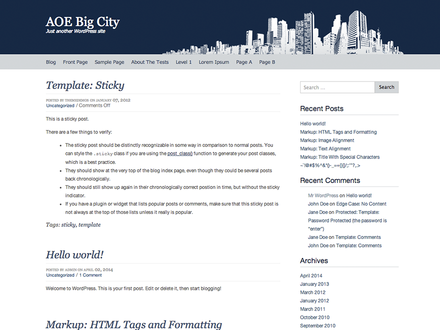 Free wordpress theme - Big City