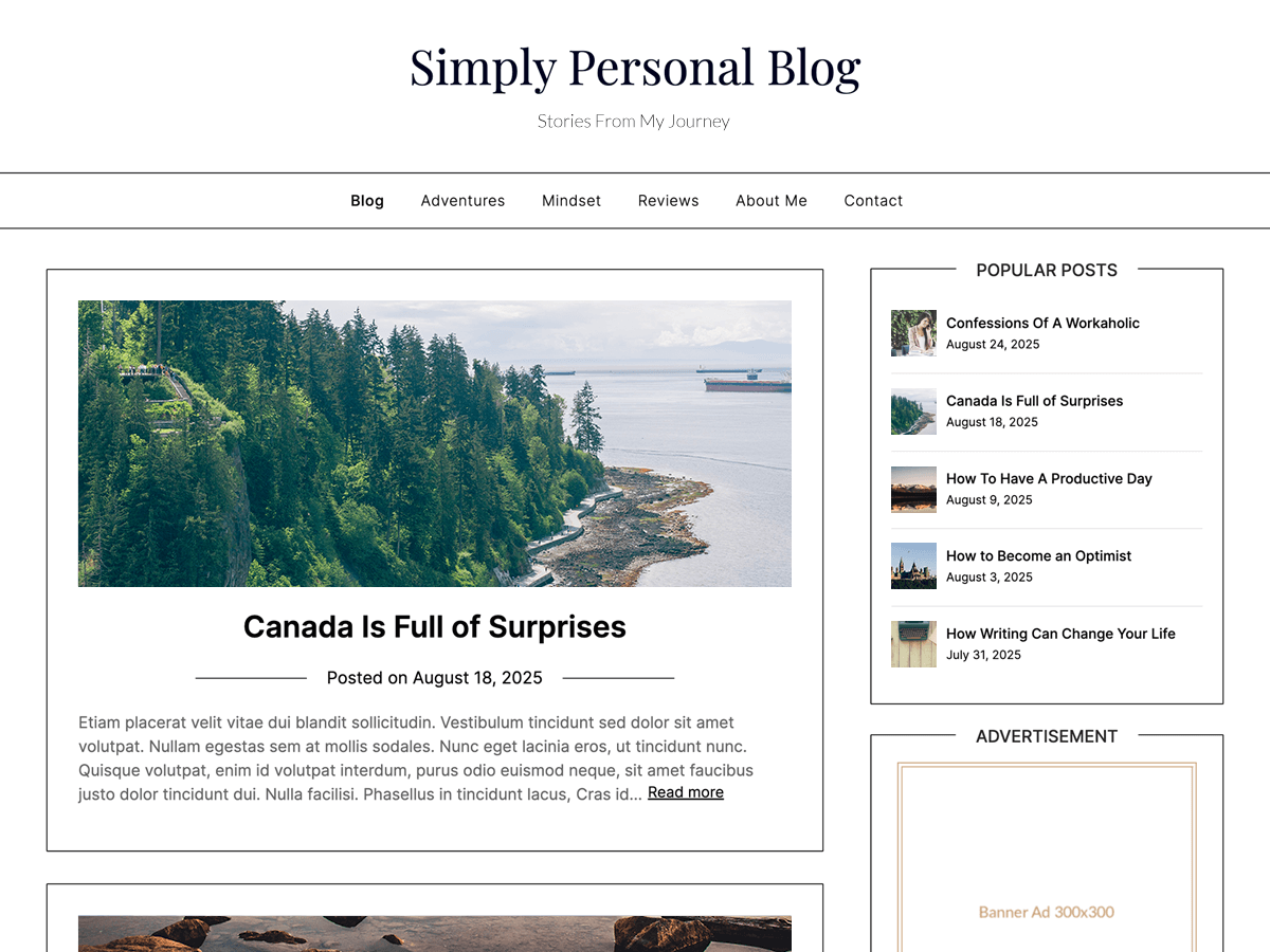 Simply Personal Blog Screenshot 1