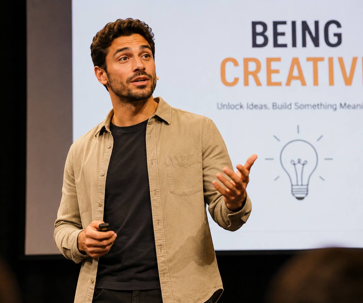 Mitch giving a keynote on stage